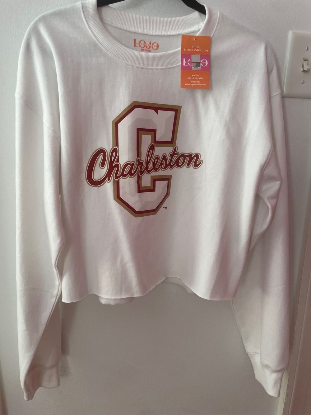 College of Charleston Cropped White Sweatshirt